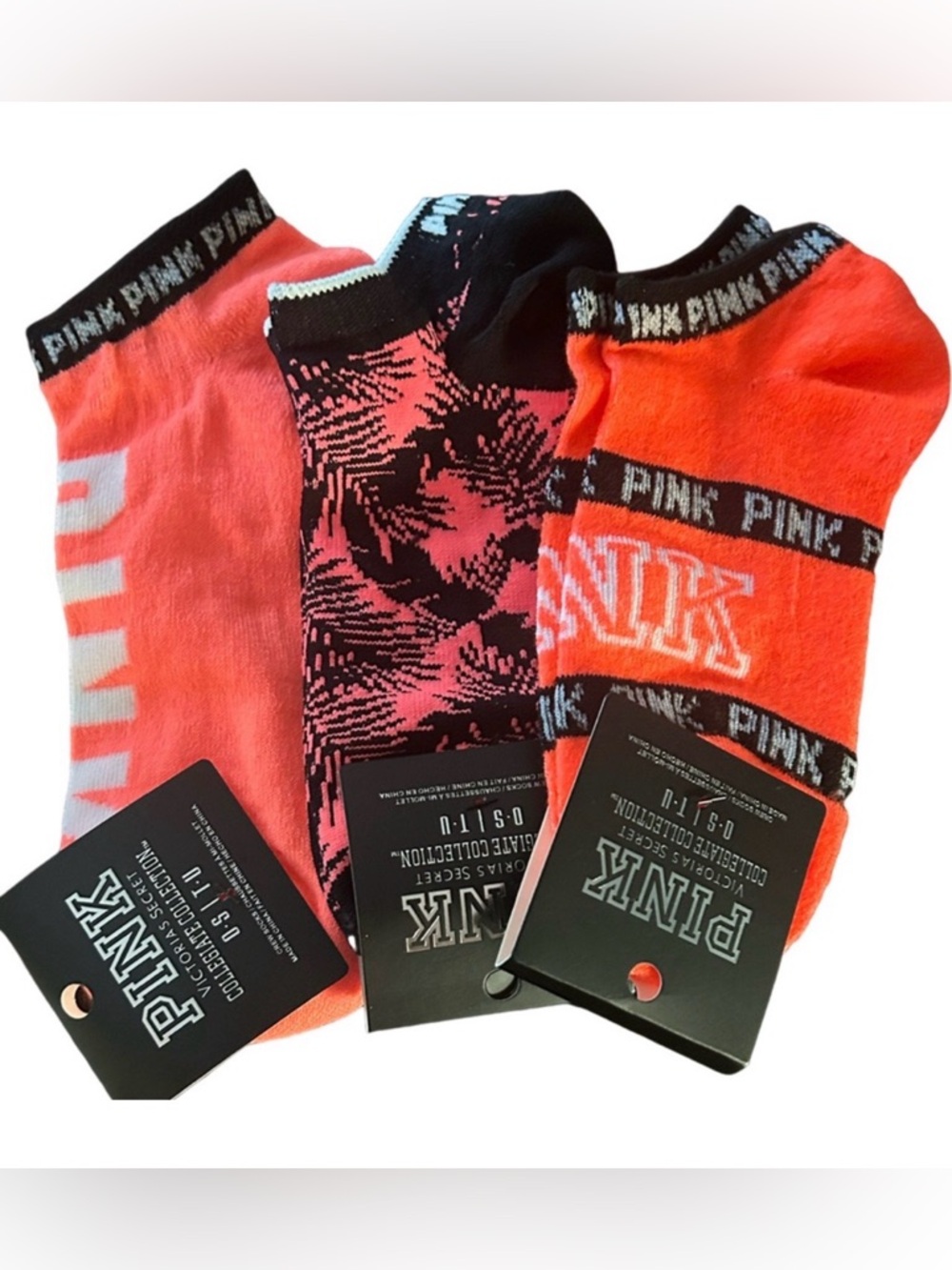 NWT PINK LOGO Victoria Secret's Collegiate Collection (3 PAIRS TOTAL)